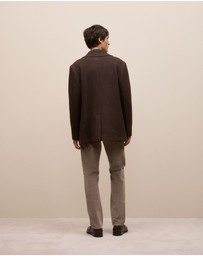 Trenery - Italian Wool Herringbone Peacoat in Coffee Bean