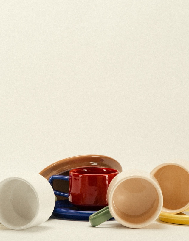 Dennis Did It - Spill the Tea Cup and Saucer Red and Blue