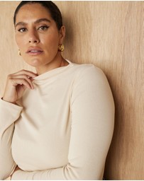 Atmos&Here Curvy - Mock Neck Rib Long Sleeve Top