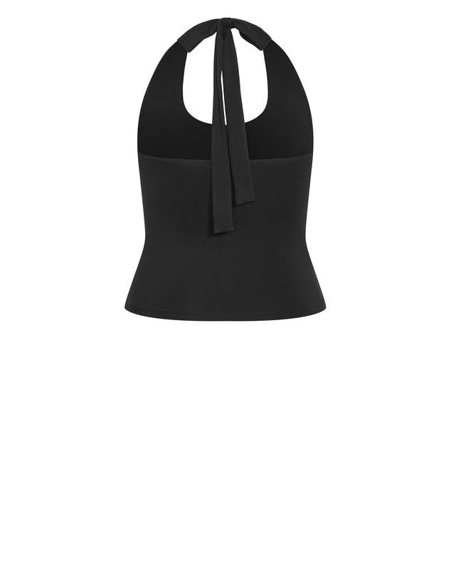City Chic - Plus size Halter Neck Tie Top - black