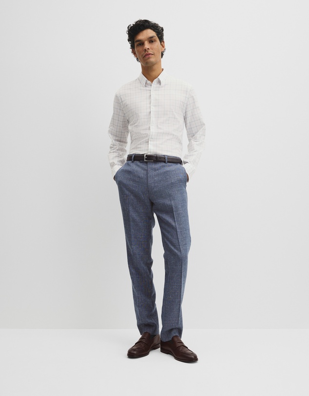 Country Road - Long Sleeve Slim Cut And Sew Grid Shirt