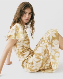 M.N.G - Parisi Asymmetrical Floral Linen Dress