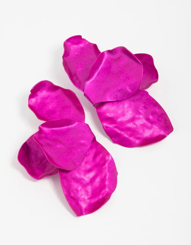 Lovisa - Red Coated Flower Petal Drop Earrings