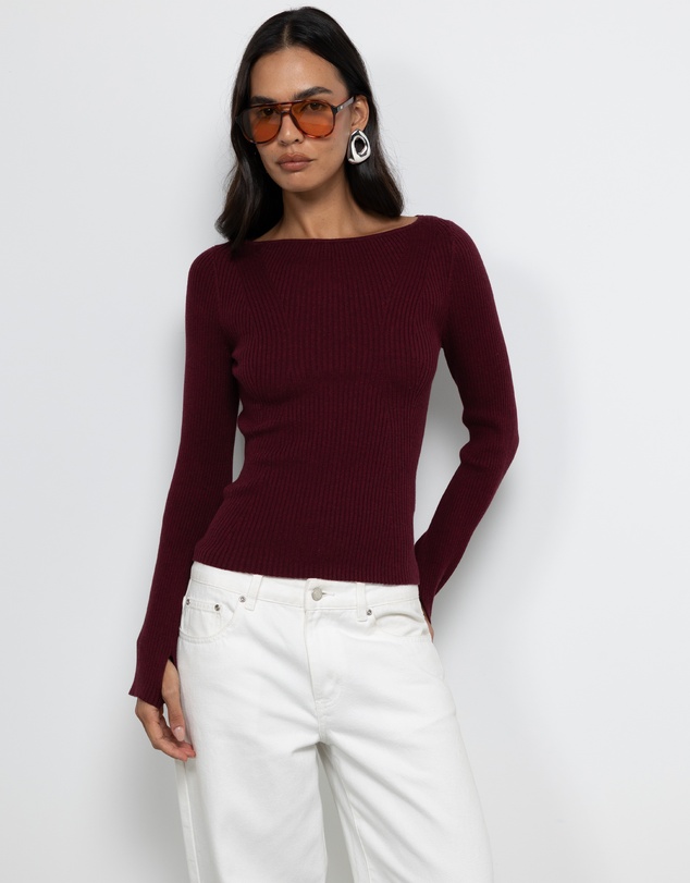 AERE - Eden Cashmere Blend Boat Neck Top