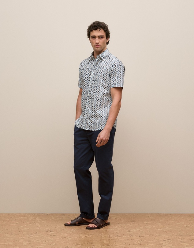 Trenery - Reed Poplin Short Sleeve Shirt in Navy