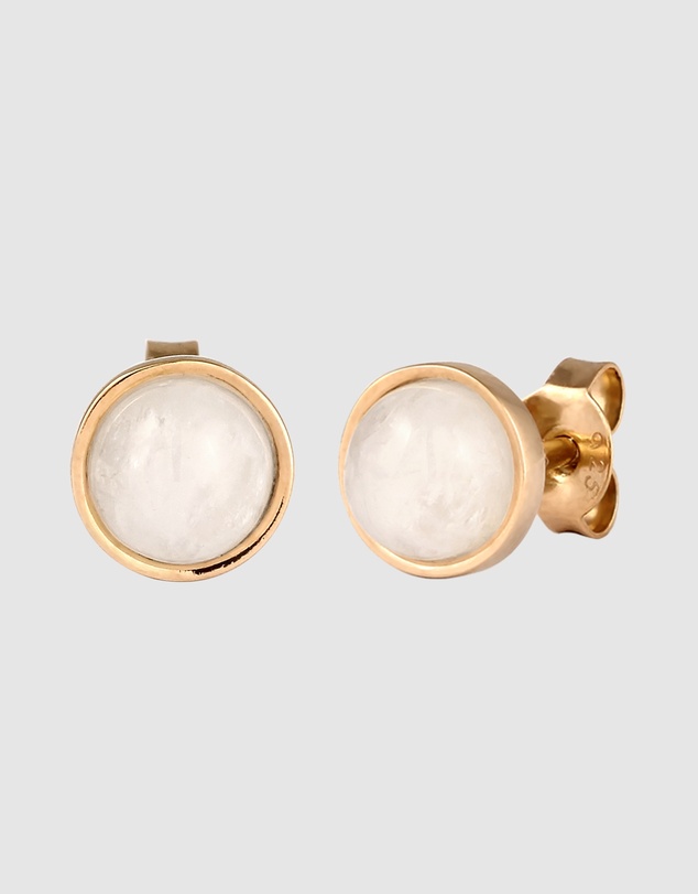 Elli Jewelry - Moonstone Circle Stud Earrings in Gold-Plated 925 Silver