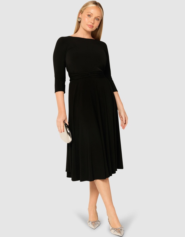 SACHA DRAKE - 3/4 Sleeve Reverse Wrap Midi Dress