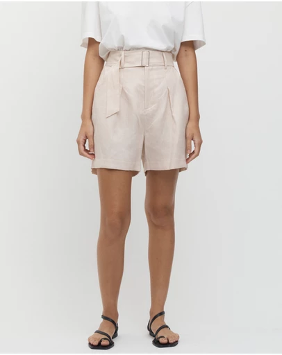 FRIEND of AUDREY - Émilion Linen Belted Shorts