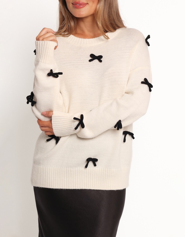 Petal & Pup - Voss Bow Knit Sweater - Cream