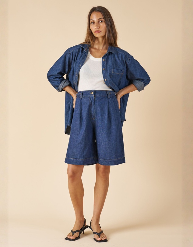 CAMIXA - Bermuda Linen Denim Shorts Jorts