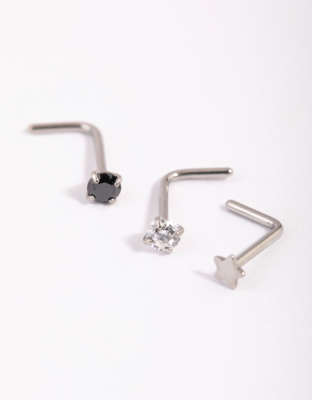 Lovisa - Surgical Steel Star & Diamante Nose Studs
