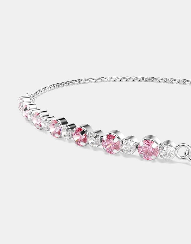 Swarovski - Matrix Bracelet, Round Cut, Pink, Rhodium Plated