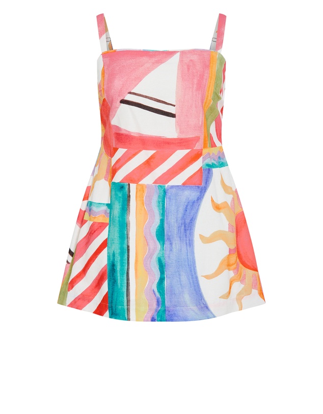 City Chic - Plus size Jess Sunlit Print Mini Dress - peachy pink