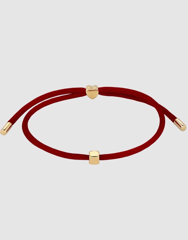 Elli Jewelry - Heart Charm Red Satin Bracelet