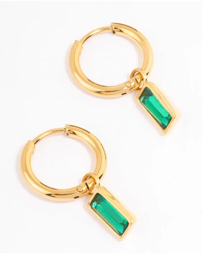 Lovisa - Waterproof Gold Plated Stainless Steel Classic Baguette Huggie Earrings