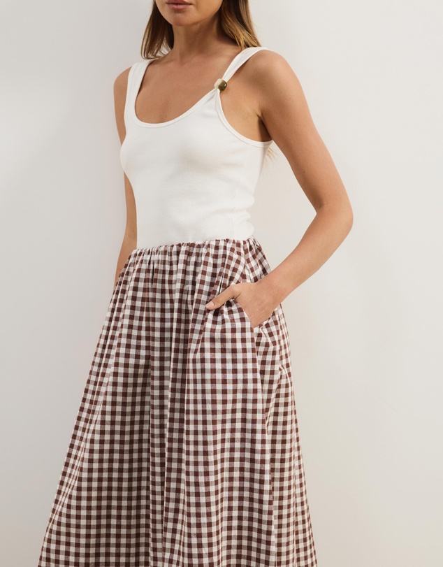 Atmos&Here - Lydia Gingham Midi Skirt