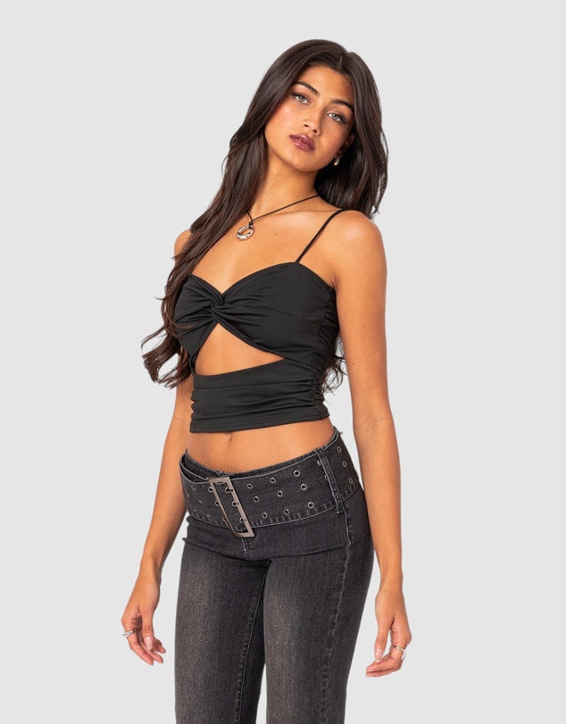 EDIKTED - Twist Front Gathered Cut Out Tank Top