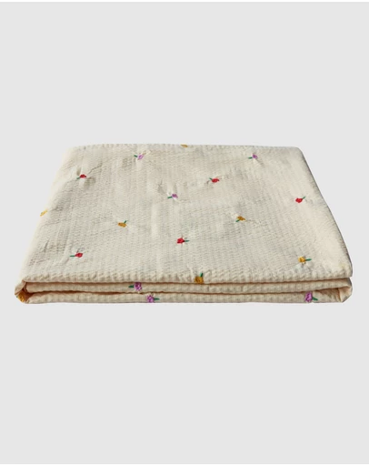 Mosey Me - Forget Me Not Embroidered Square Tablecloth