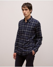 Trenery - Brushed Cotton Yarn Dyed Check Shirt in Navy