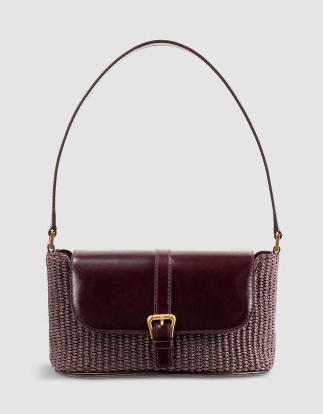 By Far - Miranda Baguette Raffia and Calf Leather Bag