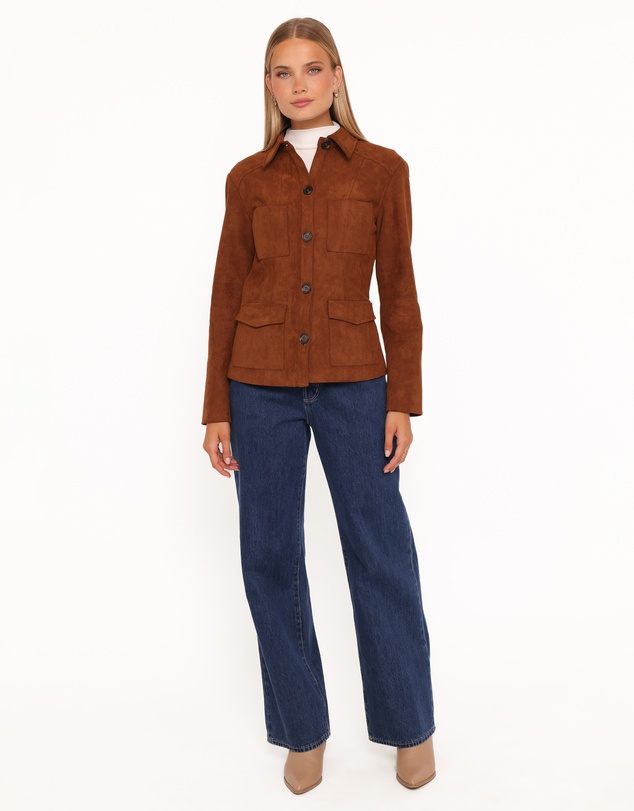 Petal & Pup - Mahlee Faux Suede Shacket - Copper Tan