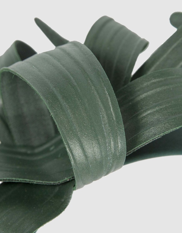 Max Alexander - Leather Leafs Green Headband Fascinator