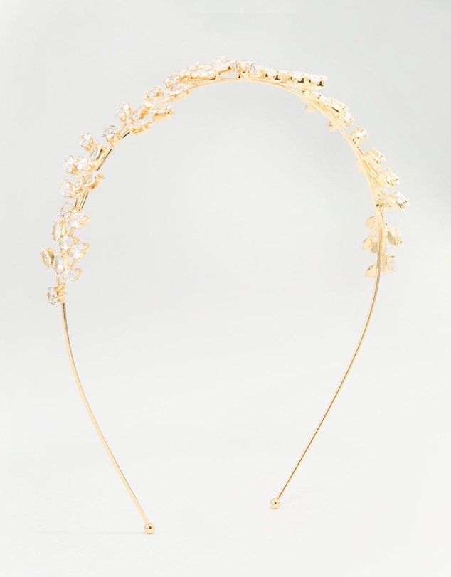 Lovisa - Gold Cubic Zirconia Marquise & Round Leaf Headband