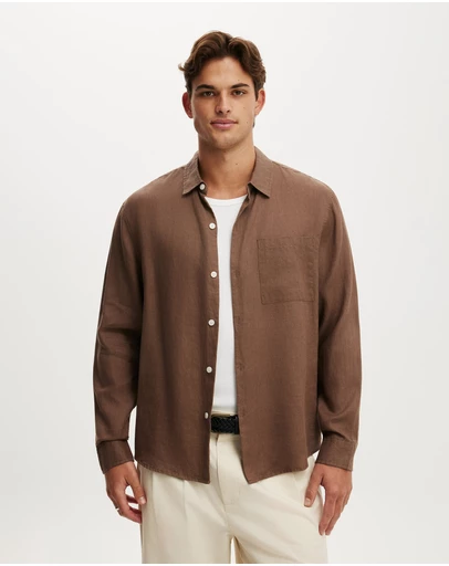 Cotton On - Relaxed Linen Long Sleeve Shirt