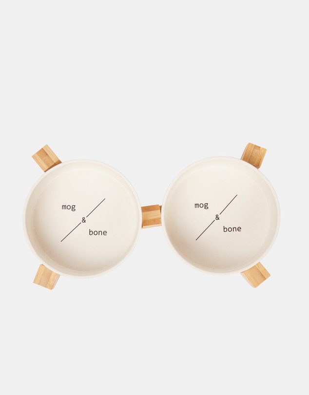 Mog & Bone - Double Bamboo Cat Bowl Natural