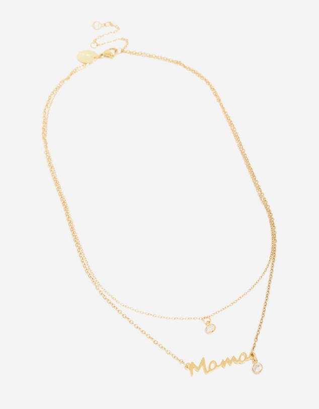 Lovisa - Waterproof Gold Plated Stainless Steel Cubic Zirconia Mama Layered Necklace
