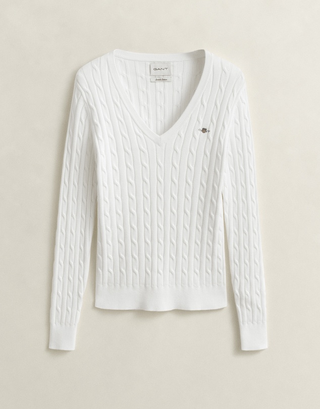Gant - Stretch Cotton Cable V-Neck Knit