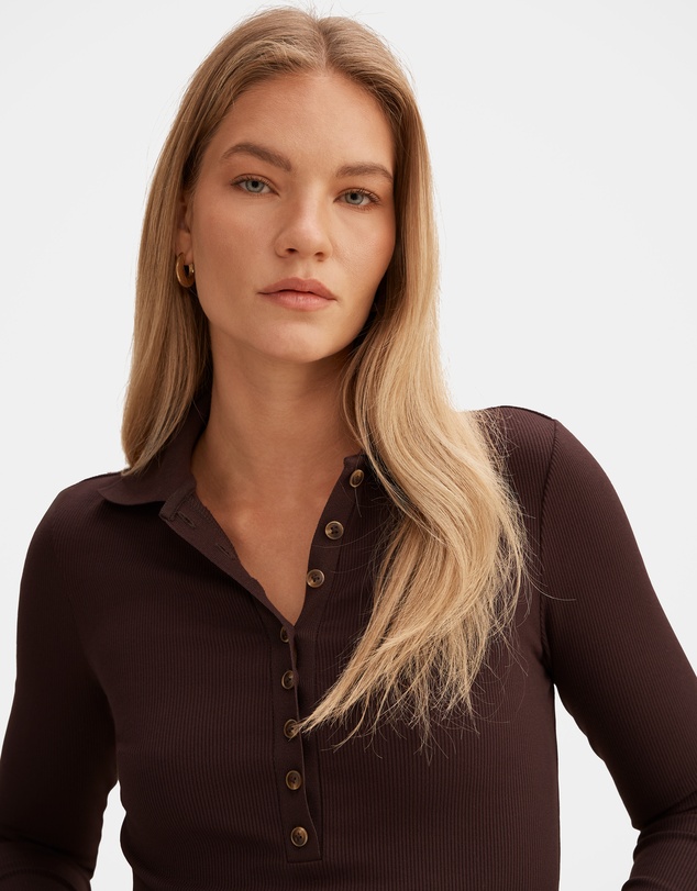 Forever New - Aaliyah Long Sleeves Ribbed Polo Top