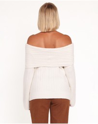 Petal & Pup - Kenny Off Shoulder Knit Sweater - Cream