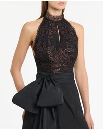 Carla Zampatti - Black Metallic Lace Halter Top