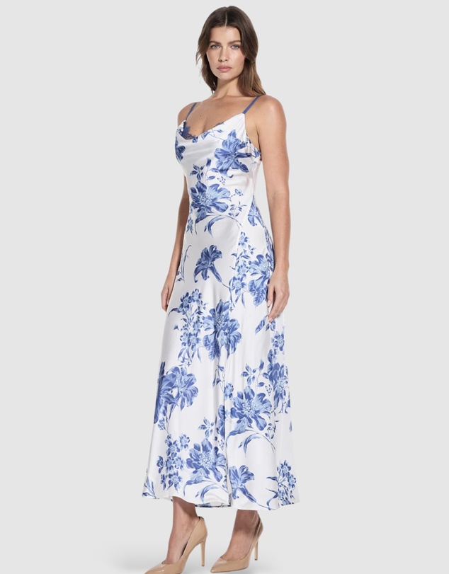 GUESS - Adele Lace Neckline Long Dress