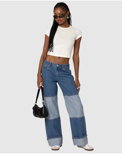EDIKTED - Lindsey Two Tone Cuffed Jeans