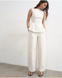 TOPSHOP - Para Striped Barrel Trousers