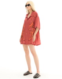 THE TALES - Crouching Tiger Silk Shirt Dress