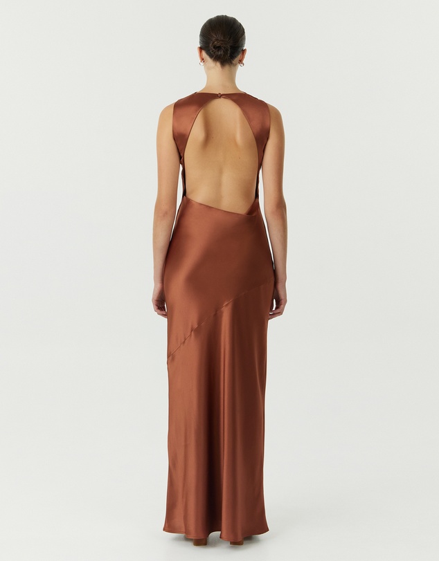 Third Form - Satin Bias Cowl Back Maxi Dress