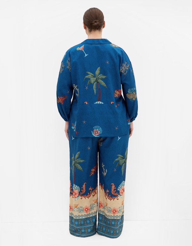 City Chic - Plus size Tia Sea Print Shirt - marine navy