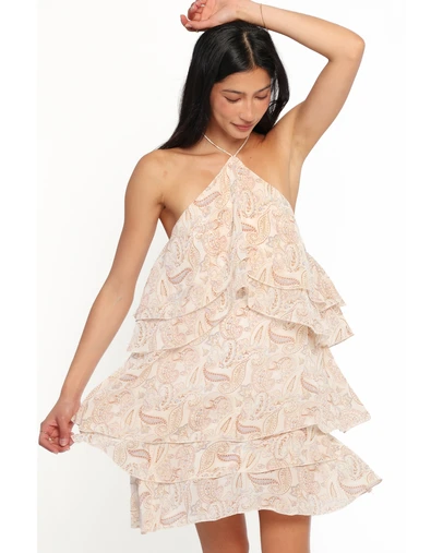 Petal & Pup - Milana Halterneck Mini Dress - Brown Paisley