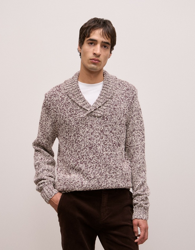 Trenery - Textured Shawl Collar Knit in Red Mahogany