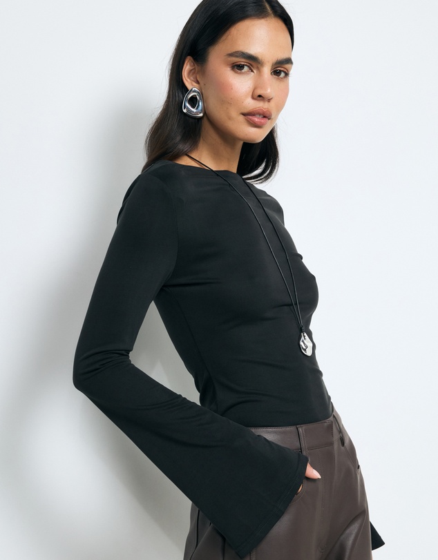 AERE - Marina Cupro Flared Sleeve Top