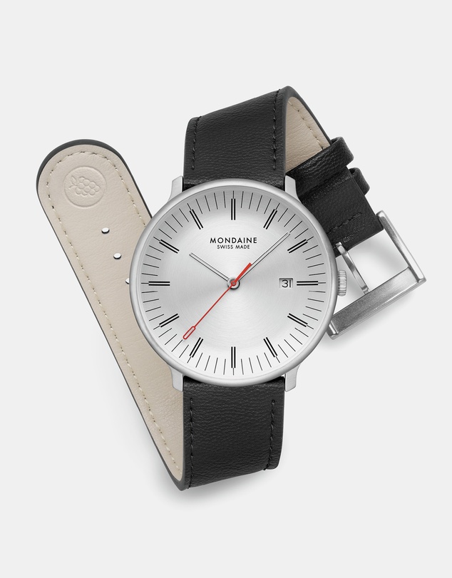 Mondaine - Mondaine Doppio 41mm Vegan Leather Watch