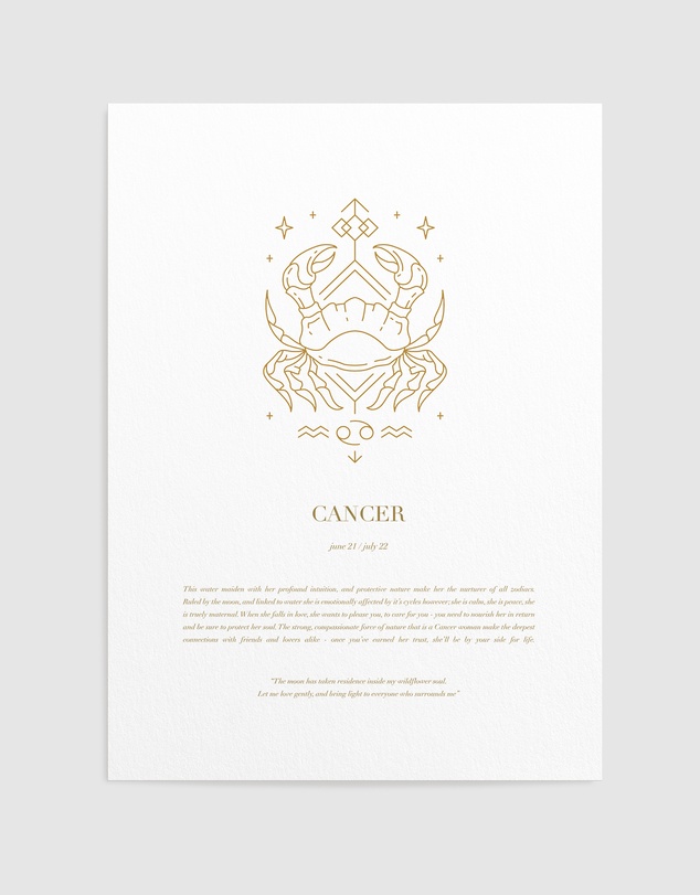 Olive et Oriel - Cancer Celestial Zodiac Art Print A3