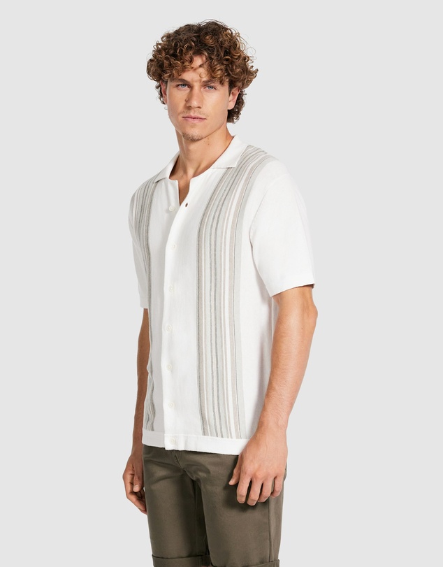 Tarocash - Brycen Stripe Knit Polo Shirt