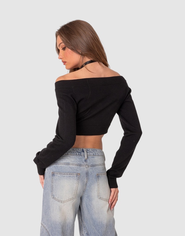 EDIKTED - Lainey V Neck Knit Crop Top