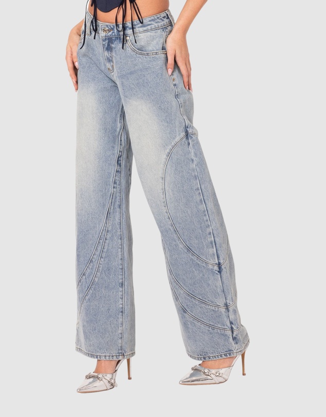 EDIKTED - Oaklynn Stitch Detail Low Rise Jeans