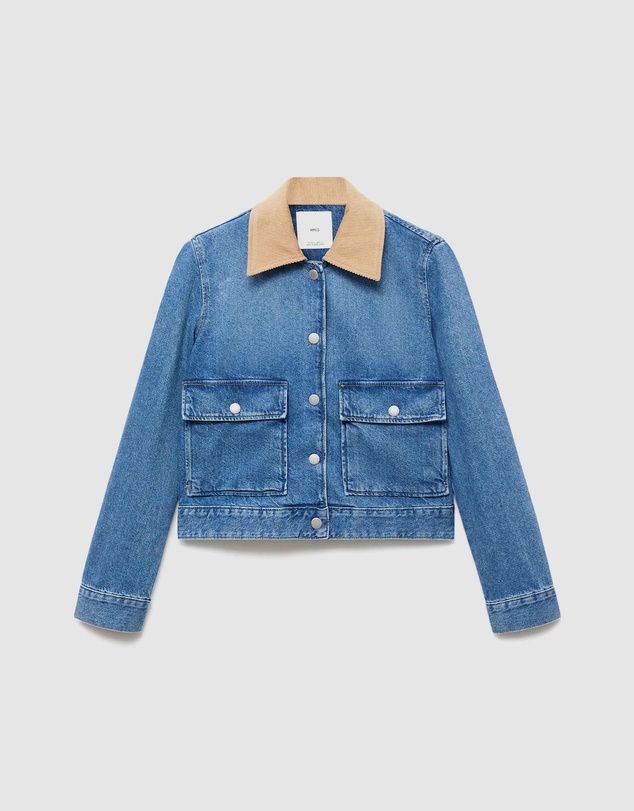 M.N.G - Corduroy Collar Denim Jacket