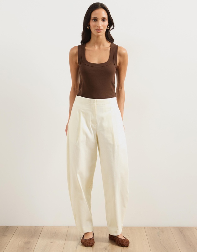 Atmos&Here - Barrel Leg Cotton Twill Pants